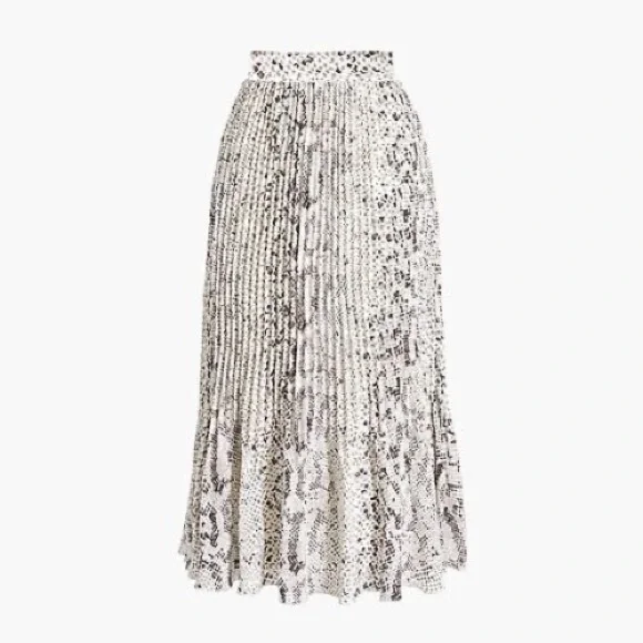 J. Crew Skirts J Crew Animal Printsnakeskin Pleated Midi Skirt Ivory Gray Black 4 Poshmark